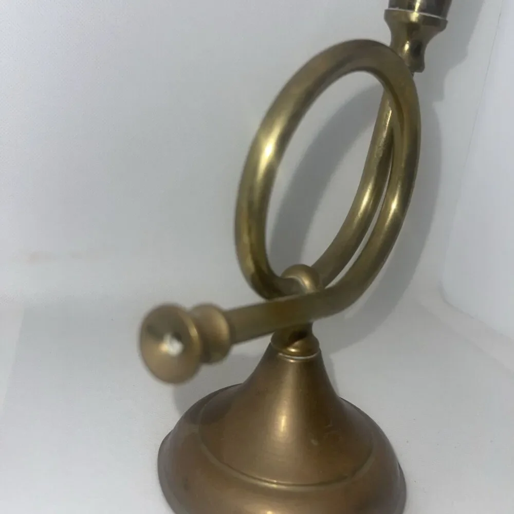 Vintage Brass French Horn Candlestick Holder